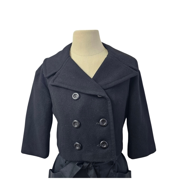 1950s Vintage Wool Black Crop Jacket Size Small - Picture 2 of 6
